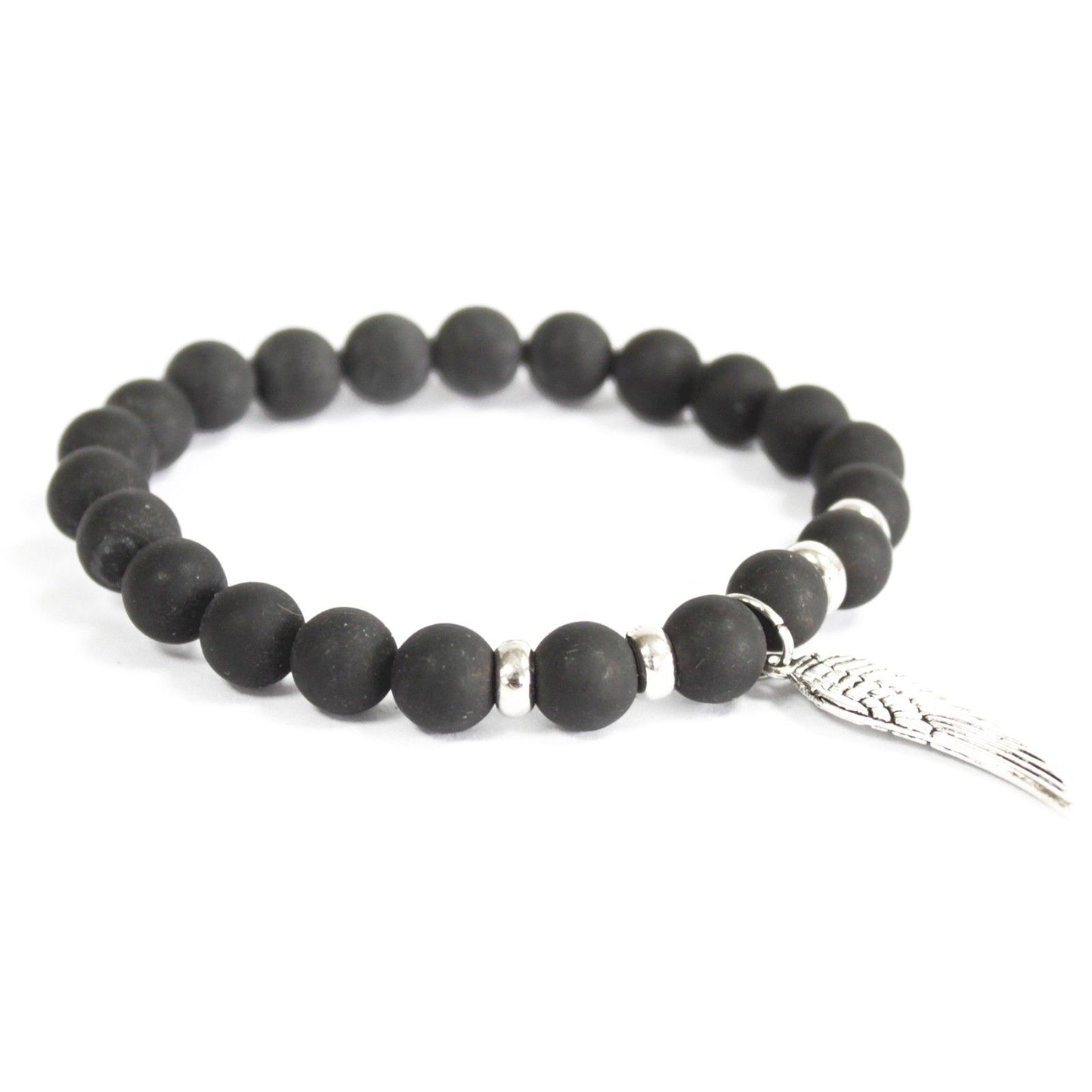 Stunning Angel Wing / Black Agate - Protective Gemstone Bracelet