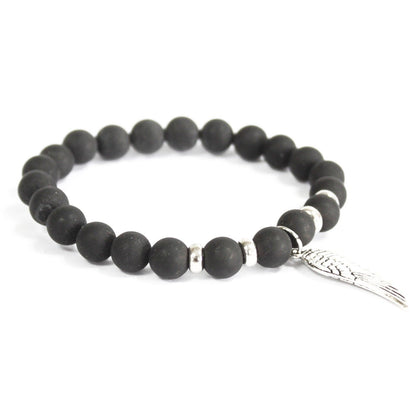 Stunning Angel Wing / Black Agate - Protective Gemstone Bracelet