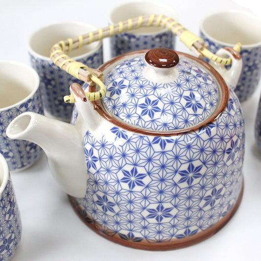 Herbal Teapot Set - Delightful Blue Star Pattern