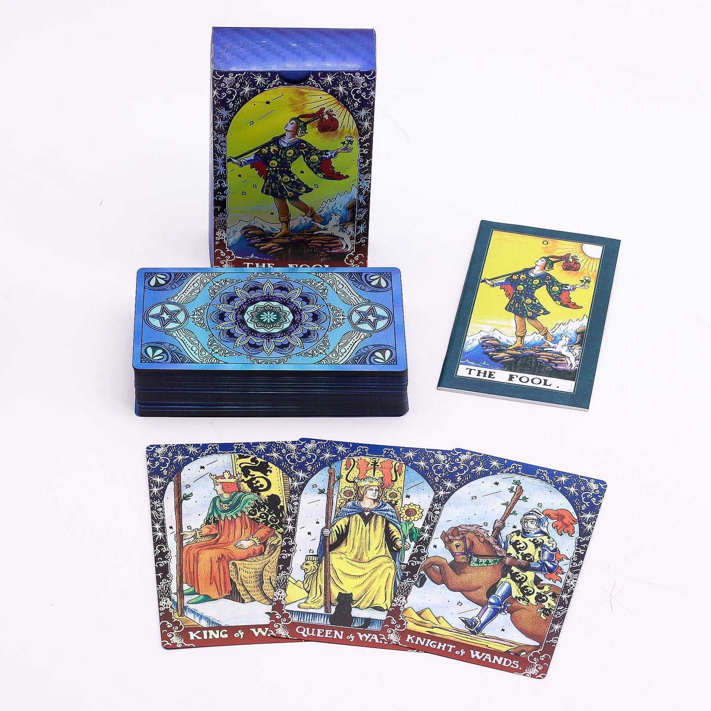 Stunning Blue Foil Tarot Card Set - Mandala - with booklet