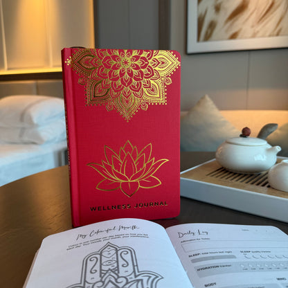 Beautiful Red & Gold Wellness Journal - 120 pages bringing balance and energy to your daily routine