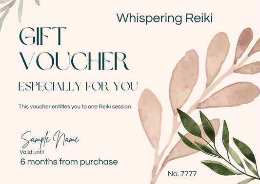 Gift voucher for one face to face Reiki treatment in Leek, Staffordshire